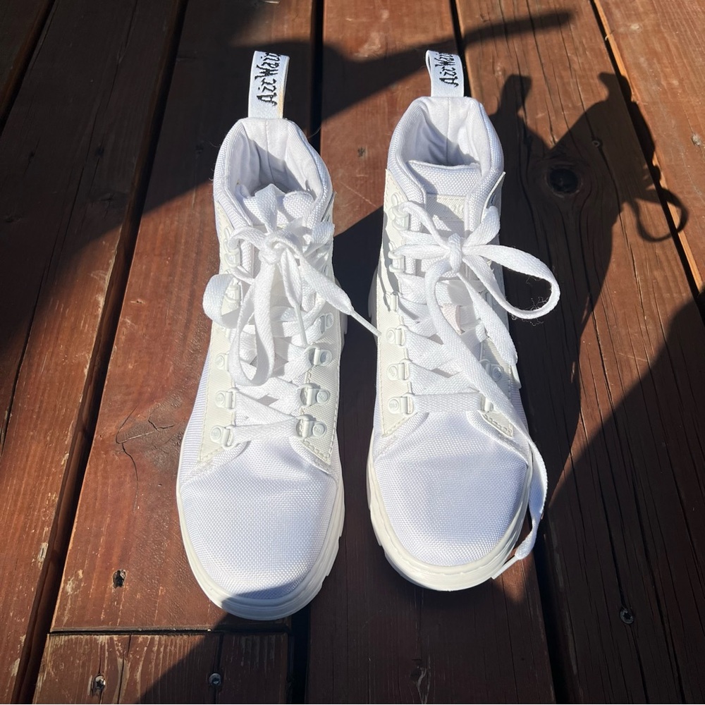 White Dr Martens Combs platform boots